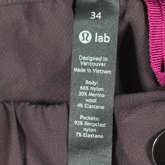 Lululemon Pants Mens 34 (Fits 30x26) Maroon On the Move Wool Blend Wide Leg - Picture 3 of 14